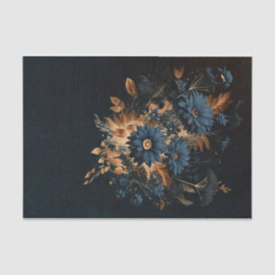 Dunkel Marineblau Gold Rustikal Florales Glamourös Seidenpapier