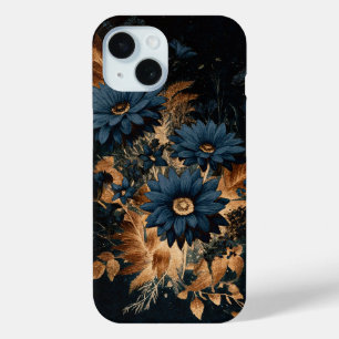 Dunkel Marineblau und Gold Rustikale Florale Boho  Case-Mate iPhone Hülle