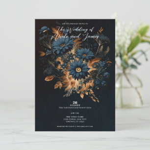 Dunkel Marineblau und Gold Rustikaler Glam Boho-Ho Einladung
