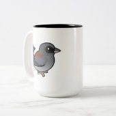Dunkel-mit Augen Junco (rot-gestützt) Zweifarbige Tasse (Vorderseite Links)