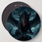Dunkel, mittelalterlicher Drache Button (Vorne & Hinten)