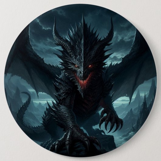 Dunkel, mittelalterlicher Drache Button (Vorderseite)