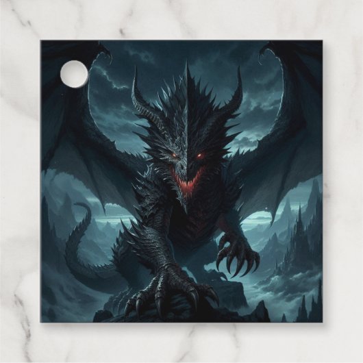 Dunkel, mittelalterlicher Drache Geschenkanhänger (Vorderseite)