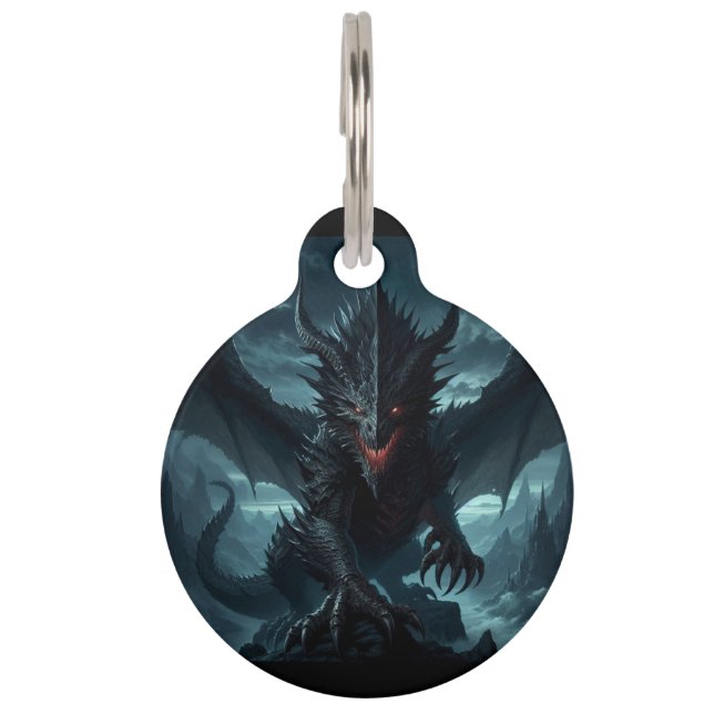 Dunkel, mittelalterlicher Drache Haustiermarke (Vorderseite)