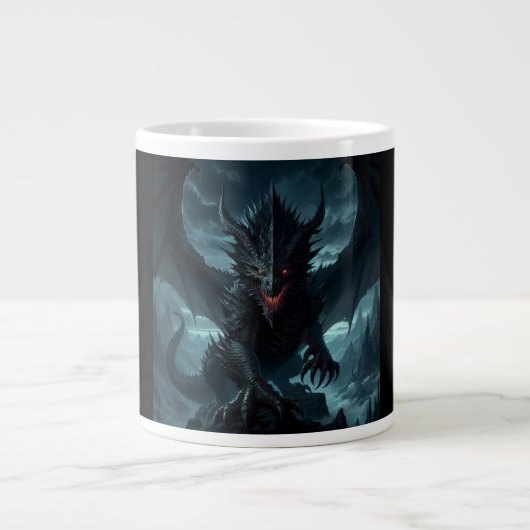 Dunkel, mittelalterlicher Drache Jumbo-Tasse (Vorderseite)