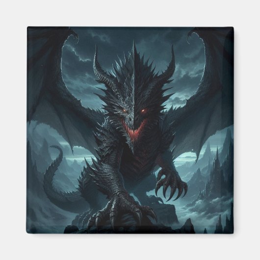 Dunkel, mittelalterlicher Drache Magnet (Vorne)