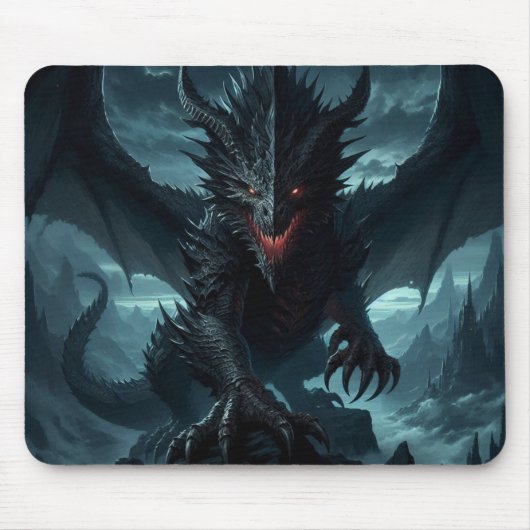 Dunkel, mittelalterlicher Drache Mousepad (Vorne)