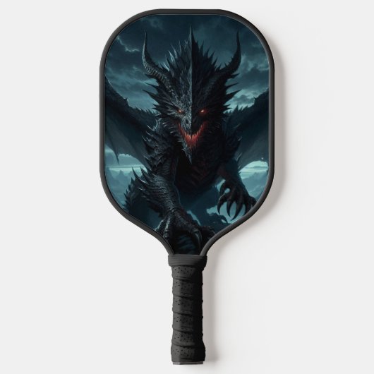 Dunkel, mittelalterlicher Drache Pickleball Schläger (Vorderseite)