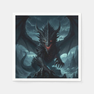 Dunkel, mittelalterlicher Drache Serviette