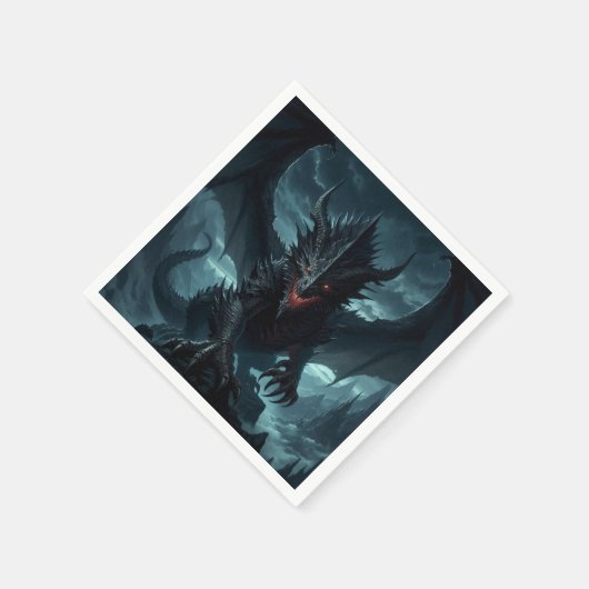 Dunkel, mittelalterlicher Drache Serviette (Ecke)