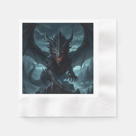 Dunkel, mittelalterlicher Drache Serviette (Vorderseite)