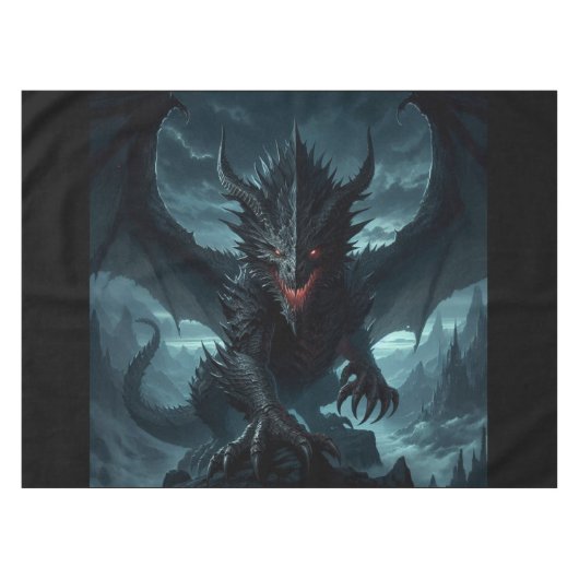 Dunkel, mittelalterlicher Drache Tischdecke (Vorderseite (Horizontal))