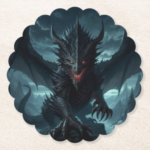 Dunkel, mittelalterlicher Drache Untersetzer