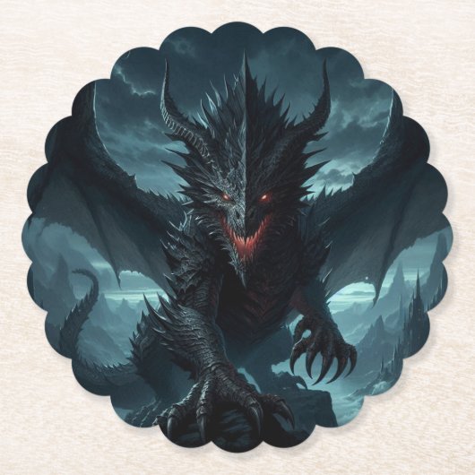 Dunkel, mittelalterlicher Drache Untersetzer (Vorderseite)