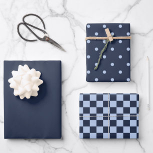 Dunkel Mitternachtsblau & Muster Geschenkpapier Se Set
