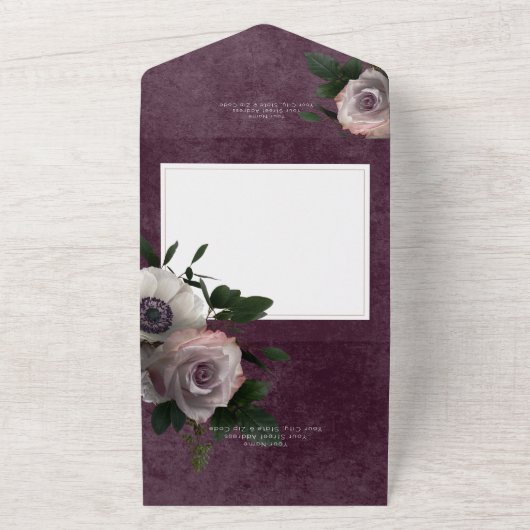 Dunkel Modern Rosa & Weiß Blumenwein Kein Abendess All In One Einladung (Außenbereich)