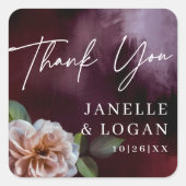 Dunkel + Moody Rustikale Gastgeschenk Hochzeit Quadratischer Aufkleber (Vorderseite)