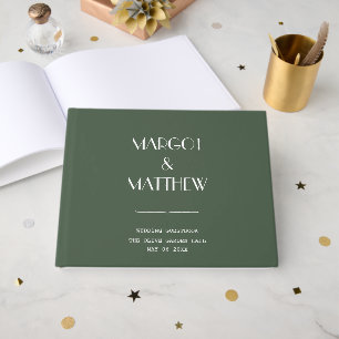 Dunkel Moosgrüne Minimalistische Skandi-Hochzeit Gästebuch
