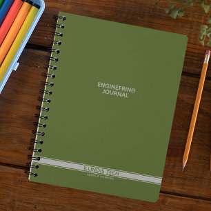 Dunkel Olive Green Classic Stripe Spiral Notebook Planer