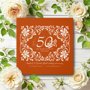 Dunkel Orange Shabby Chic 50 Hochzeitsjubiläums-Gä Gästebuch
