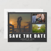 Dunkel Save the Date 3 Foto Moderne Postkarte (Vorne/Hinten)