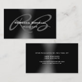 Dunkel-schwarz-graue Monogram-Manager-Visitenkarte Visitenkarte (Vorne/Hinten)