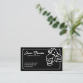 Dunkel Schwarz und Weiß Schädel Würfel Tattoo Arti Visitenkarte (Stehend Vorderseite)