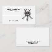 Dunkel Schwarz und Weiß Schwert Schädel Tattoo Art Visitenkarte (Vorne/Hinten)