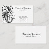 Dunkel Schwarz & Weiß Skorpion Tattoo Studio Visitenkarte (Vorne/Hinten)