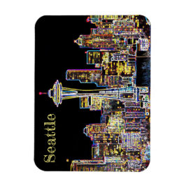 Dunkel sei die Nacht - Leuchtende Seattle Skyline Magnet