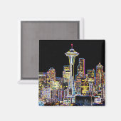 Dunkel sei die Nacht - Leuchtende Seattle Skyline Magnet (Vorderseite/Rückseite)