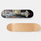 Dunkel sei die Nacht - Leuchtende Seattle Skyline Skateboard (Horizontal)