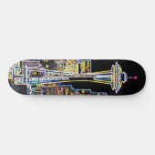 Dunkel sei die Nacht - Leuchtende Seattle Skyline Skateboard (Horizontal)