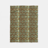 Dunkel Türkis Gold Retro Damast Fleece Decke (Vorderseite)