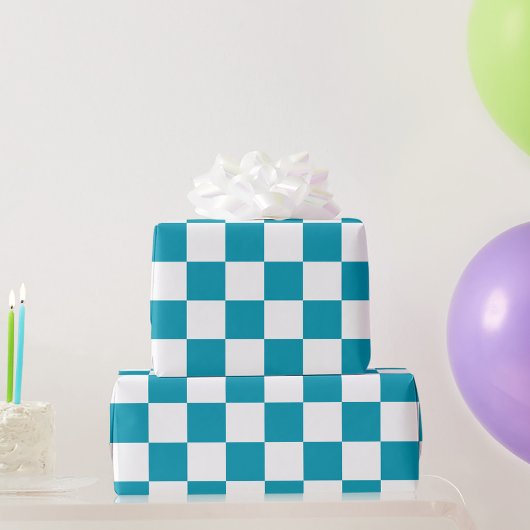 Dunkel türkis kariert  geschenkpapier