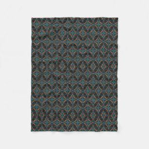 Dunkel Türkis Ornamentale Damast Fleece Decke