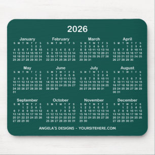 Dunkel Türkis und Weiß Kalender Werbe- Mousepad