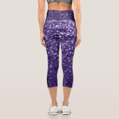 Dunkel ultra violett lila Glitzer Glitzern Capri Leggings (Rückseite)