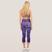 Dunkel ultra violett lila Glitzer Glitzern Capri Leggings (Rückseite)