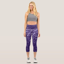 Dunkel ultra violett lila Glitzer Glitzern Capri Leggings