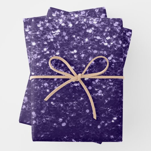 Dunkel ultra violett lila Glitzer Glitzern Geschenkpapier Set (Beispiel)