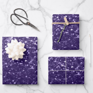 Dunkel ultra violett lila Glitzer Glitzern Geschenkpapier Set