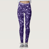 Dunkel ultra violett lila Glitzer Glitzern Leggings (Vorderseite)