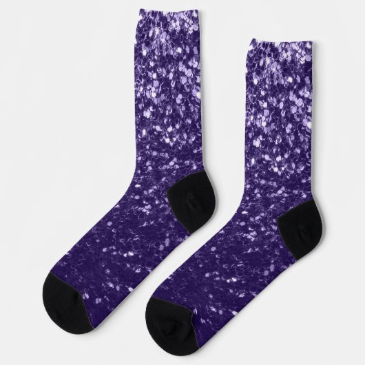 Dunkel ultra violett lila Glitzer Glitzern Socken (Linkes Detail)
