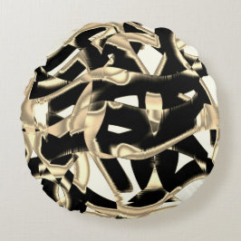 Dunkel- und beigefarbene Schrotte oder Klebeband Rundes Kissen