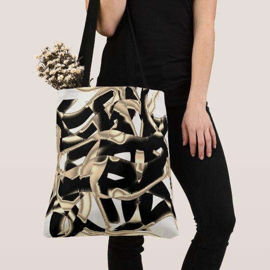 Dunkel- und beigefarbene Schrotte oder Klebeband Tasche (Von Nahem)