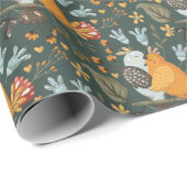 Dunkel und gemütlich Bird Embrace Floral Botanisch Geschenkpapier (Rolleneckpunkt)