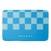 Dunkel und hellblau quadratische Blockmuster Badematte (Vorderseite)