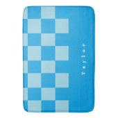 Dunkel und hellblau quadratische Blockmuster Badematte (Vorderseite Vertikal)