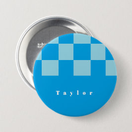Dunkel und hellblau quadratische Blockmuster Button